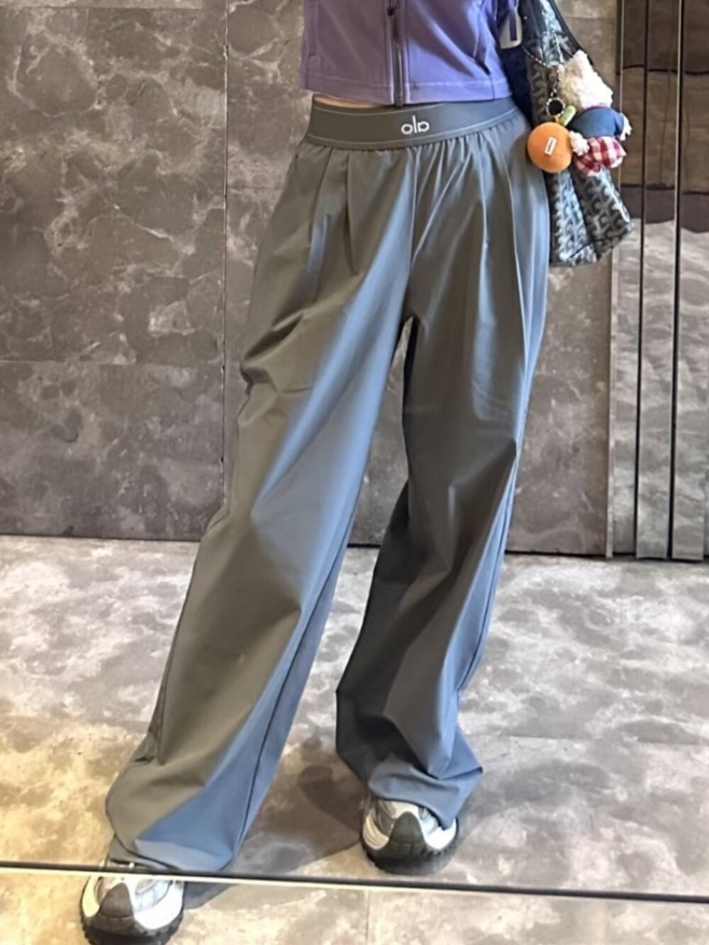 Steel Grey ALO Yoga High/Low Rise Wide Leg Pants Regular-Chic Everyday Trouser🍎